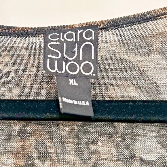 Clara Sun Woo Animal Print Tunic Top Women's Size XL Stretchy Long Sleeve V Neck - Picture 3 of 4